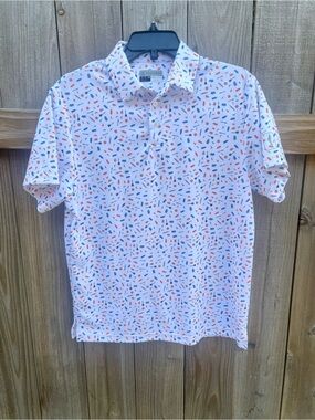 PGA Tour Pro Series BBQ Print Golf Polo | Men’s Small | Athletic Fit